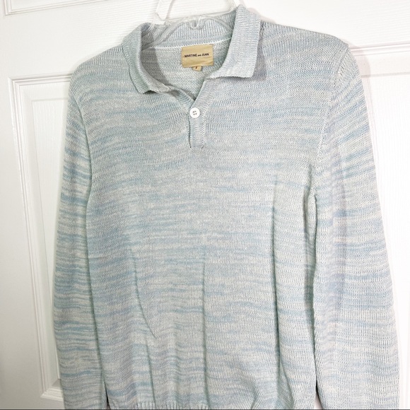Martine and Juan Marled Knit Long Sleeve Henley Sweater Size 2 (M) - Picture 2 of 12